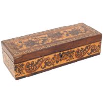 Victorian Tunbridge Ware and rosewood box, with floral micro-mosaic lid and surround, 24cm x 9cm x