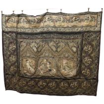 A large Thai hand embroidered wall hanging, late 19th or early 20th century, with gold braid and