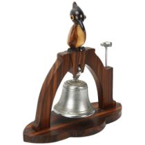 HENRY HOWELL YZ for DUNHILL - a coromandel dinner bell surmounted by a bird, height 25cm Good
