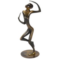 Karl Hagenauer (1898 - 1956), African dancer, patinated bronze circa 1930, impressed marks under