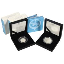 2 Royal Mint Piedfort Silver Proof 50p coins, Elizabeth II 2022 Platinum Jubilee, boxed with papers