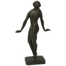 Fernand Larapidie (born 1885), standing nude, patinated bronze sculpture, signed on base, height