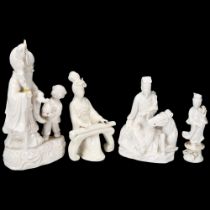 4 Chinese blanc de chine porcelain figures, largest height 22cm (4) Figure of sage with child has