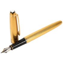 MONT BLANC - a Meisterstuck Solitaire gold plated fountain pen, with certificate Very good condition