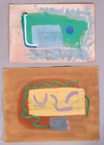 Alistair Grant, 2 abstract compositions, watercolour gouache on paper, largest 29cm x 38cm, unframed