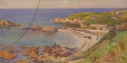 David Baxter (1876 - 1954), coastal view, watercolour, signed and dated 1903, 19cm x 37cm, framed