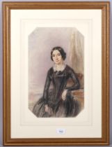 Alfred Edward Chalon RA (1780 - 1860), portrait of a woman, watercolour, 39cm x 24cm, framed Good