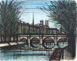 Bernard Buffet, Le Ponte Neuf, lithograph 1968, from an edition of 2000 copies, Sorlier ref. 124,