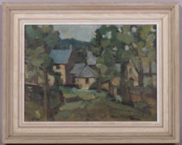 20th century Impressionist School, rural cottages, oil on board, unsigned, 23cm x 30cm, framed