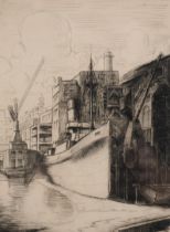 Max Parsons (1915-1998), signed etching on paper, Brewers Quay, London, signed and named in