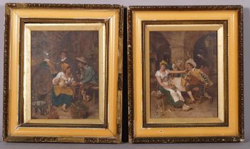 P. KARLY (Austrian 19th/20th Century), a pair of fine interior tavern scenes, oil on wooden panel,
