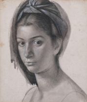 Francesco OLIVUCCI (Italian 1899-1985) portrait of a young woman, pencil and water colour wash on