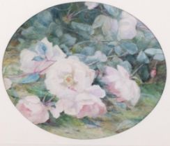 Sophia Miller (XIX-XX), watercolour on paper, Pink Roses, signed lower centre, 27cm x 32.5 cm.