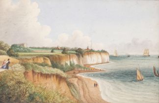 Edward Davis, Pegwell Bay, 19th century watercolour, 20cm x 30cm, framed Good condition, some very