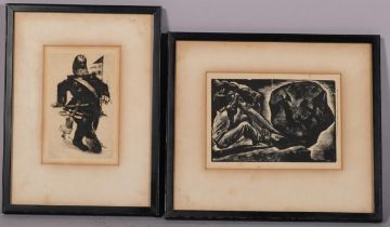 Francesco OLIVUCCI (Italian 1899-1985), a pair of 1940s anti fascist prints on paper made by