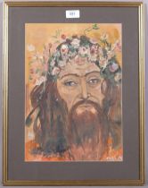 Cornish, the crown of thorns, watercolour, signed and dated '89, 37cm x 26cm, framed Good condition