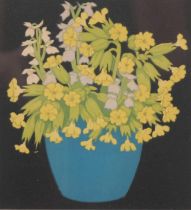 John Paul Thorpe, vase of flowers IV, colour woodcut print, signed in pencil, image 16cm x 15cm,