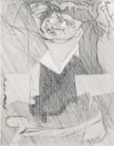 Jacques Villon, cubist figure, original etching for XXe Siecle 1952, image 25cm x 19cm, framed