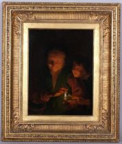 Manner of / Attributed to Godfried SCHALCKEN (Dutch 1643-1706), A Woman and Boy by Candlelight,