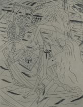 David Jones (1895-1974), copper engraving on paper, Death and Life-in-Death Diced for the Ship’s