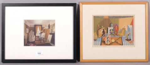 Eric Ravilious, The Dolls At Home, lithograph, image 15cm x 20cm, together with a Ravilious re-