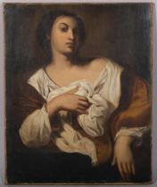 19th Century oil on canvas, after Francesco GUARINO, Portrait of Saint Agatha, 39cm x 47cm,