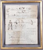 POLITICAL INTEREST - a sheet of character sketches of politicians, drawn on a House Of Commons