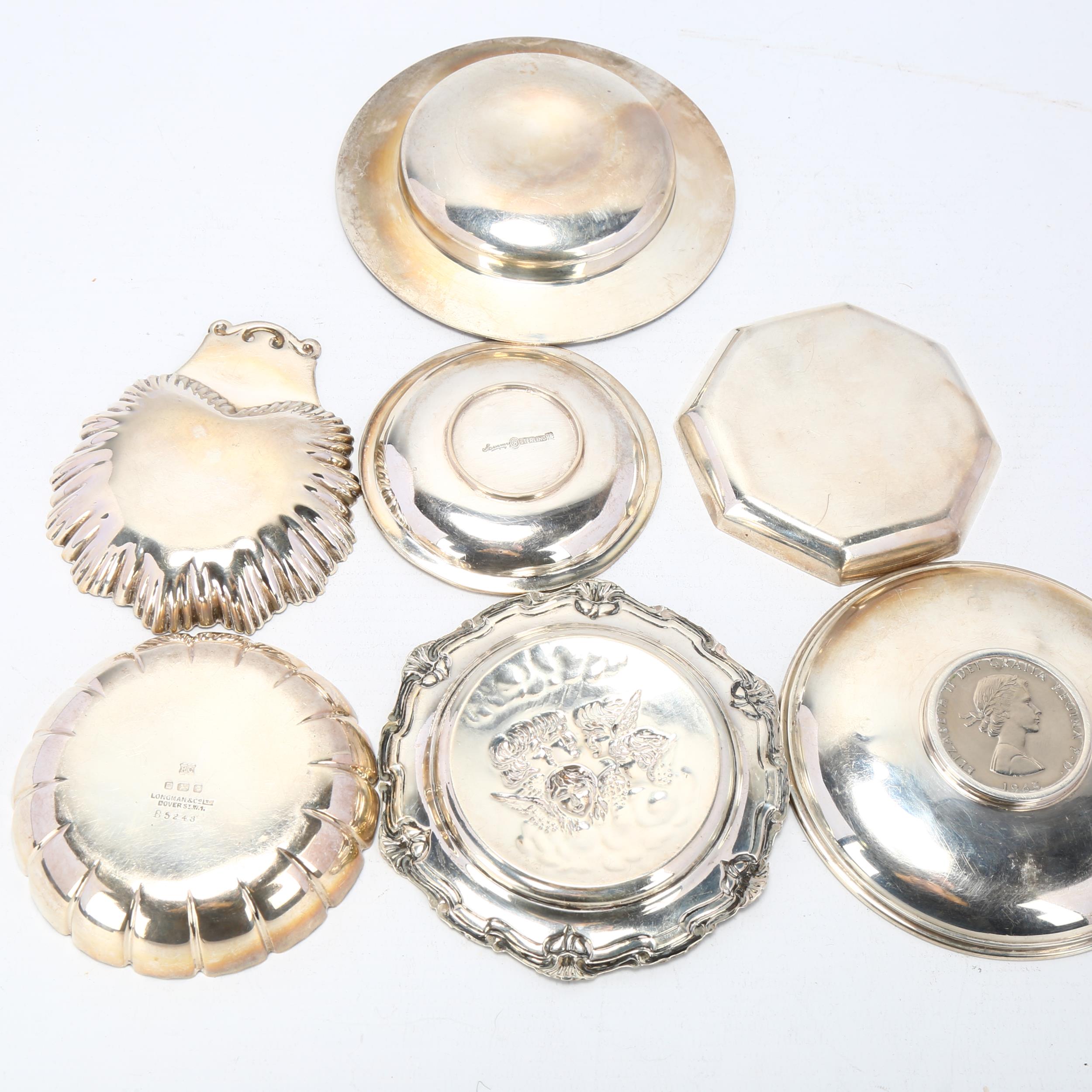 Various silver pin dishes, including Mappin & Webb Armada dish, 11.5cm, 12oz total (7) No damage - Image 3 of 3