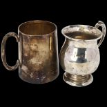 2 George V silver christening mugs, including Elkington & Co example, largest 8cm, 5.3oz total (2)