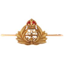 A 15ct gold Royal Navy Reserves military bar brooch, 50.8mm, 5.4g No damage or repair, no enamel