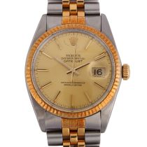 ROLEX - a bi-metal Oyster Perpetual Datejust automatic bracelet watch, ref. 16013, circa 1982,