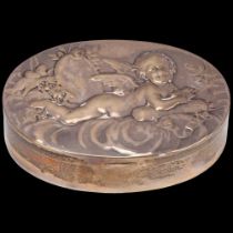 A German silver dressing table box, imported by Berthold Muller, London 1897, oval form with