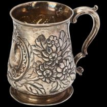 A George III silver half pint christening mug, probably John King, London 1768, baluster form with