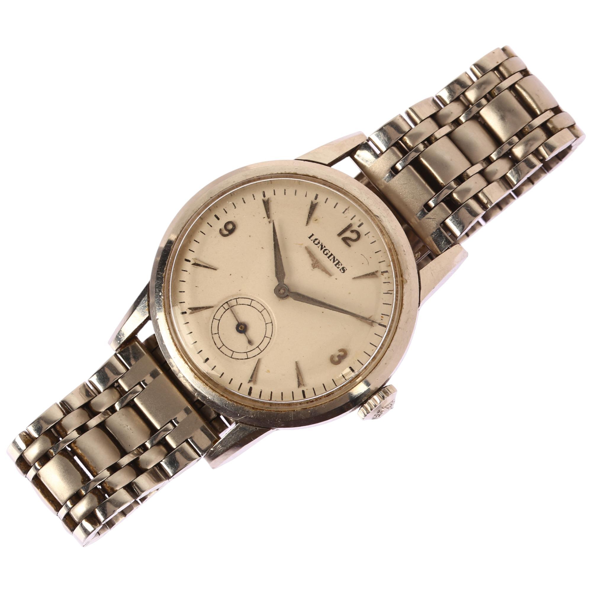 LONGINES - a Vintage stainless steel mechanical bracelet watch, circa 1960s, silvered dial with - Image 2 of 5