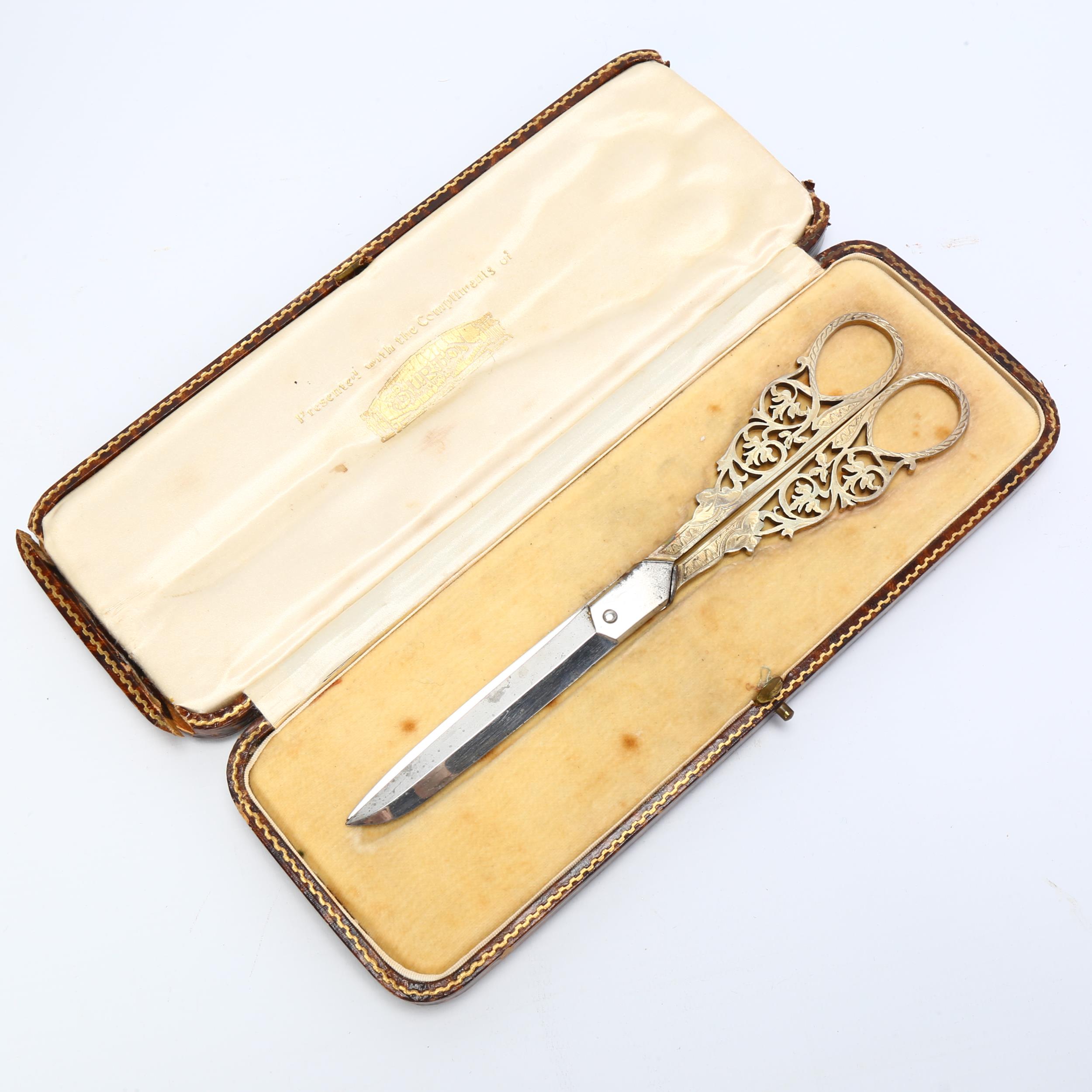 A cased pair of Edward VIII silver-gilt presentation scissors, Viner's Ltd, Sheffield 1936, - Image 3 of 3