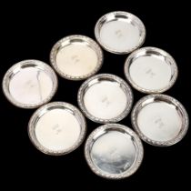 ROYAL INTEREST - 2 sets of 4 Elizabeth II silver Royal cipher pin dishes, Adie Brothers Ltd,