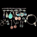 Various silver jewellery, including turquoise matrix bracelet, earrings etc, 164g gross Lot sold