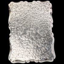 A Victorian silver visiting card case, Colen Hewer Cheshire, Birmingham 1890, shaped form with