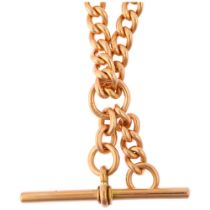 An early 20th century 15ct gold curb link Albert chain necklace, maker JE, Chester 1910, with 15ct