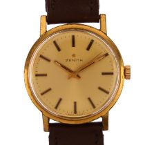 ZENITH - a gold plated stainless steel mechanical wristwatch, circa 1970s, champagne dial with