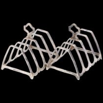 A pair of George V 5-bar toast racks, Mappin & Webb Ltd, Coronation hallmarks, Birmingham 1934,