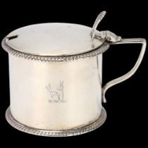 A late Victorian silver drum mustard pot, William Hutton & Sons Ltd, London 1897, plain