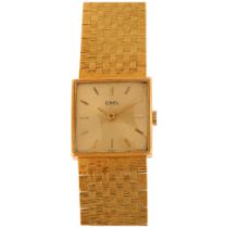 EBEL - an 18ct gold mechanical bracelet watch, ref. 878, circa 1960s, champagne dial with applied