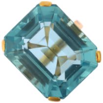 An impressive 18ct gold aquamarine cocktail ring, set with 39ct emerald step-cut aquamarine,