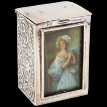 A late Victorian novelty silver playing card case, Samuel Jacob, London 1900, the front panel with