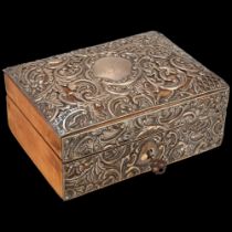 A Victorian silver-mounted jewel box, Henry Matthews, Chester 1896, allover pierced and relief