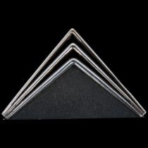 NIELS ERIK FROM - a Danish modernist oxidised silver and silver triangular geometric brooch,