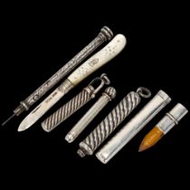 Various silver, including Sampson Mordan & Co sterling propelling pencil, another Victoria head seal