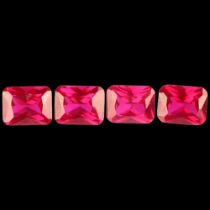 4 unmounted 3ct rectangular modified cut synthetic rubies, weights calculated from dimensions: 8.