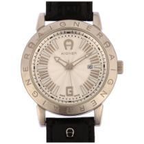 AIGNER - a stainless steel Cortina quartz calendar wristwatch, ref. A26000, silvered dial with